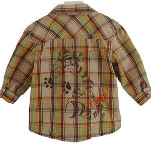 Disney Tigger's Discovery Plaid Front and Back Print Button-Down Shirt 18 Months